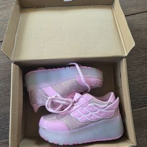 Kids Pink Glitter Sneaker Skates
